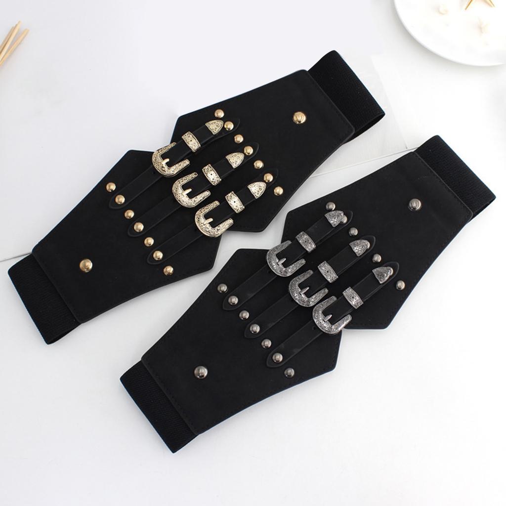 Women Waist Belt Casual Elastic Alloy Buckle PU Leather Fashion Durable Wide Belt for Dress Shirt Skirt Decoration Waistband