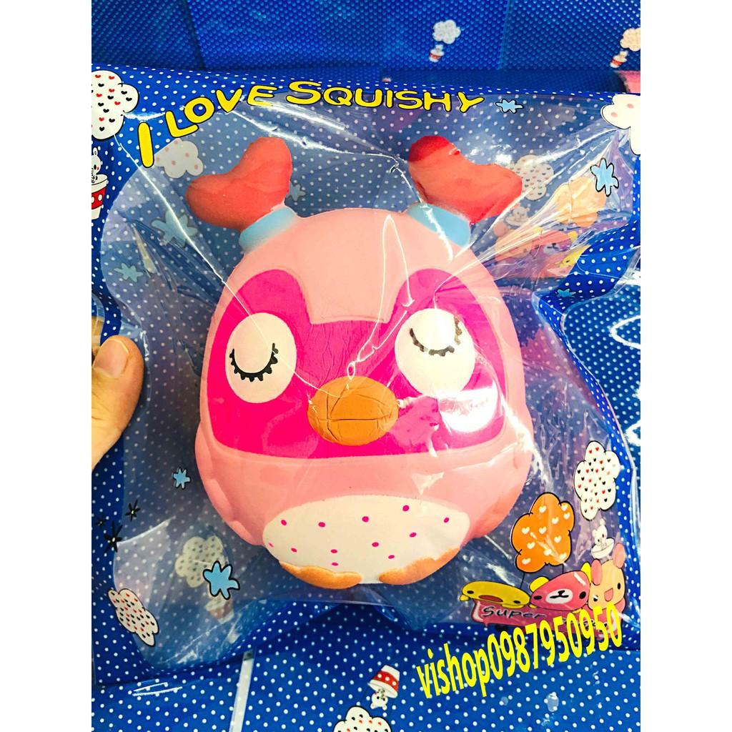 ĐỒ CHƠI SQUISHY CÚ MÈO TRÒN NHẮM MẮT