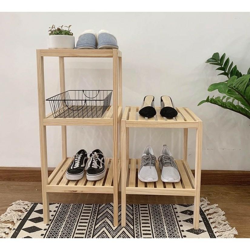 Kệ Gỗ 3 Tầng Gỗ Thông Nhập Khẩu Cao Cấp - Kệ để đồ đa năng tự lấp ráp dễ dàng full phụ kiện