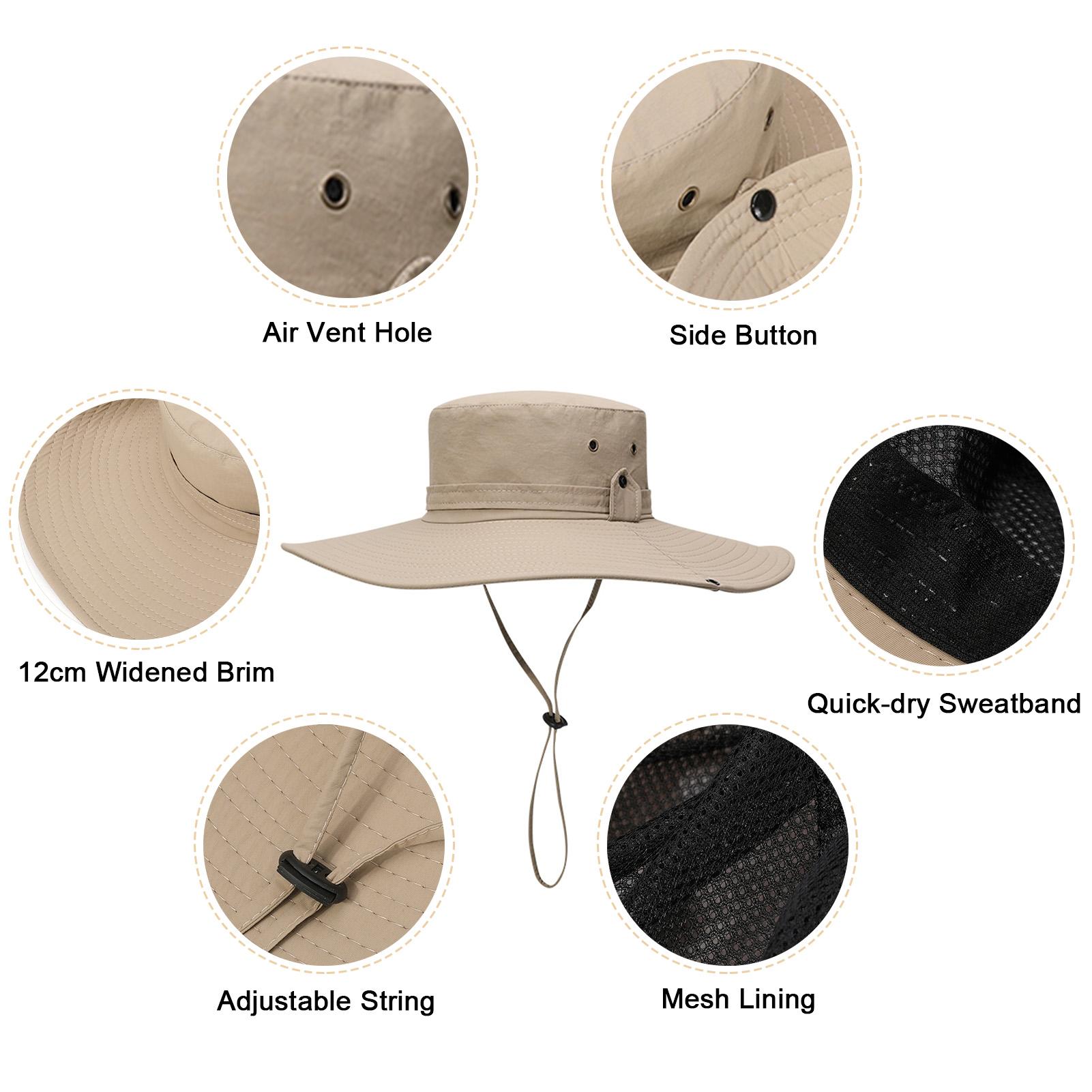 Sun Hat Wide Brim UV Protection Foldable Bucket Hat for Fishing Hiking Camping 12CM Brim