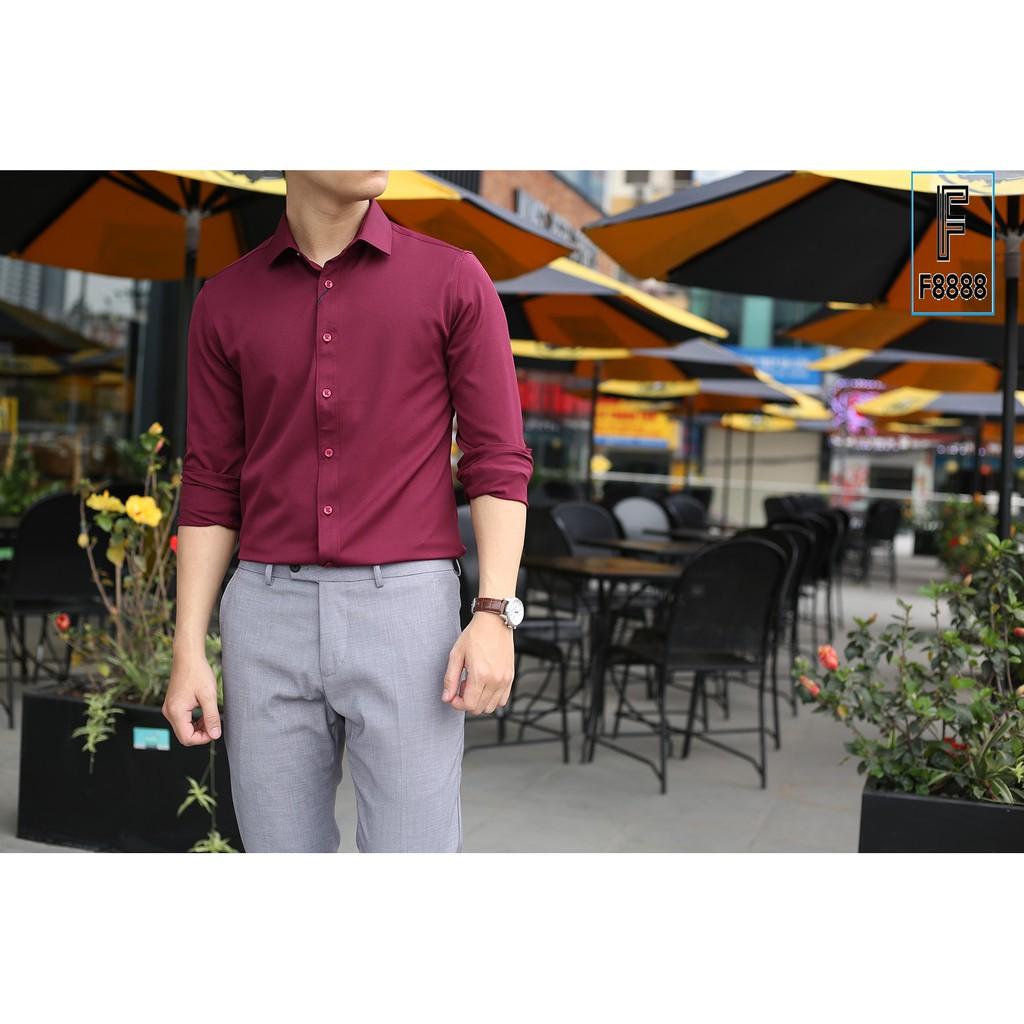 Áo sơ mi nam dài tay Đỏ Đô Cao cấp