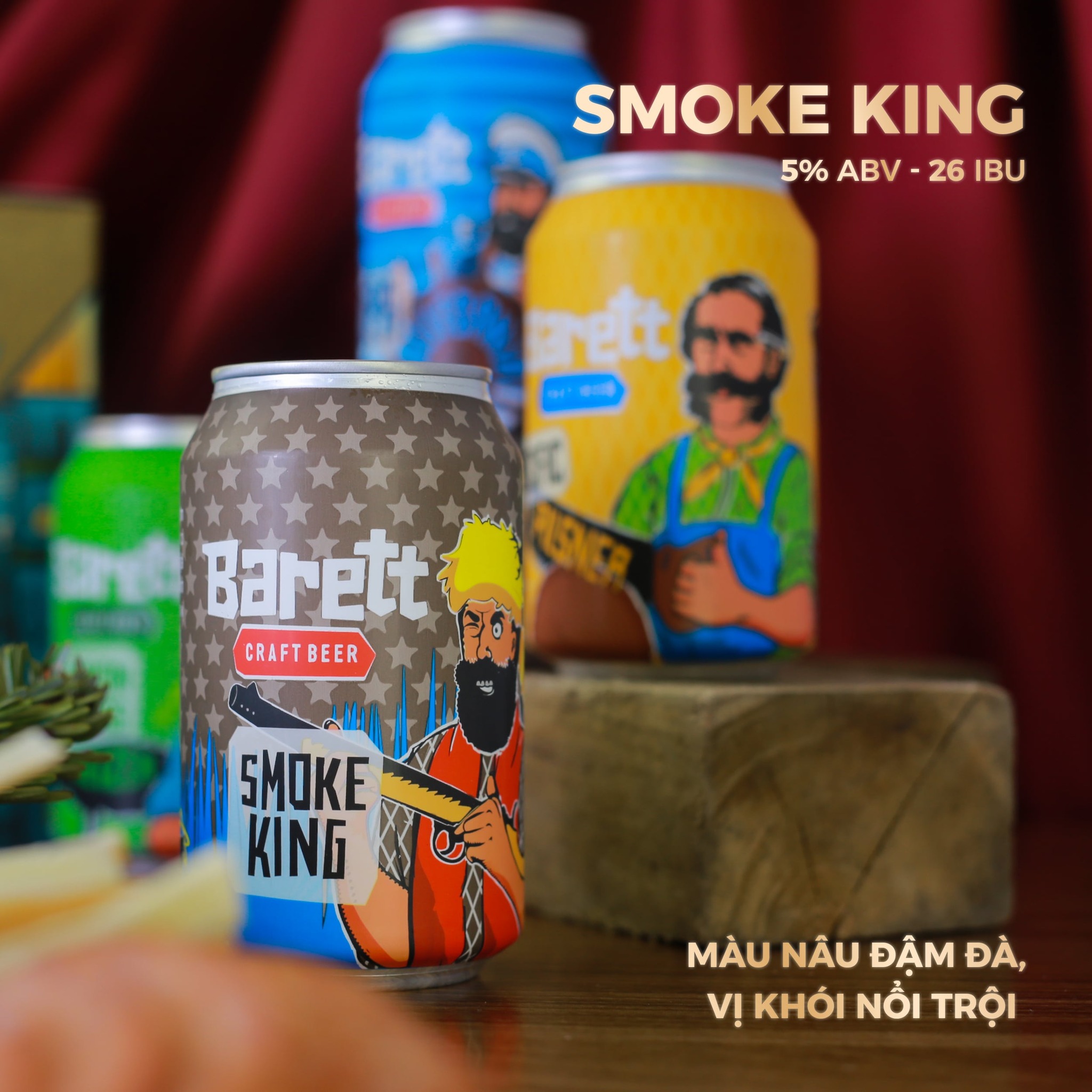 Thùng 12 lon bia thủ công Smoke King