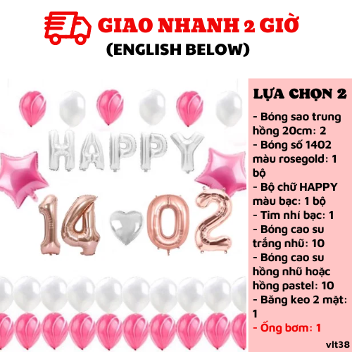 Bộ bong bóng trang trí ngày lễ tình nhân Valentine đẹp vlt38