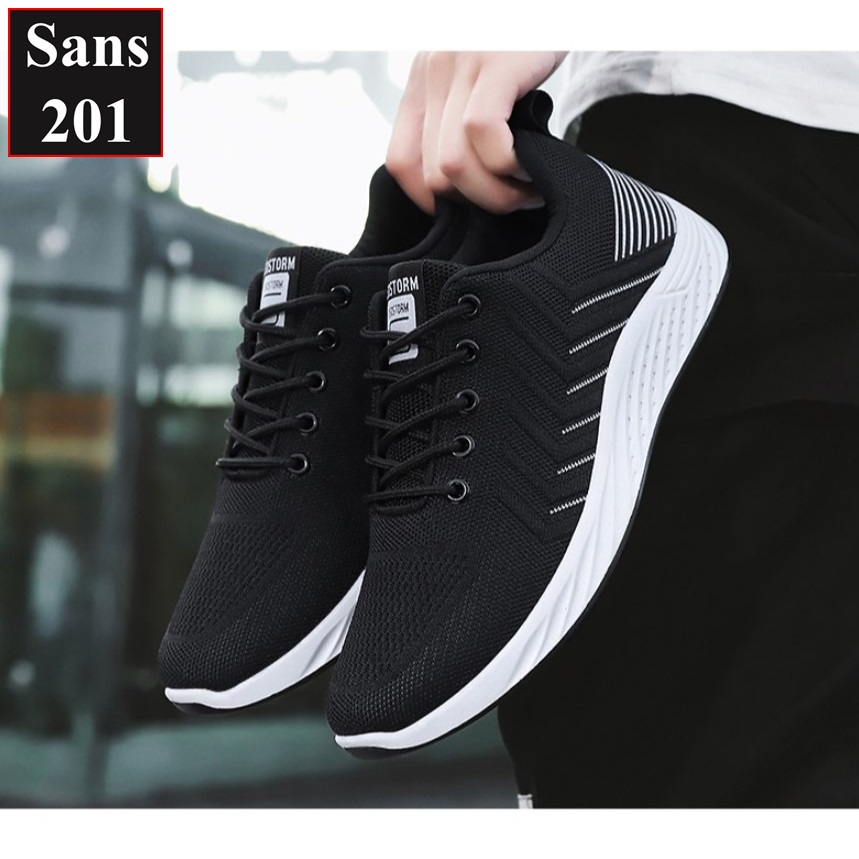 Giày sneaker nam fullbox Sans201 chất vải thoáng khí êm chân cho chạy bộ sport thể thao giá rẻ trẻ trung thời trang