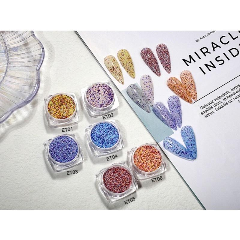 Kim tuyến nhũ rắc móng set 6 màu, nhũ dạ