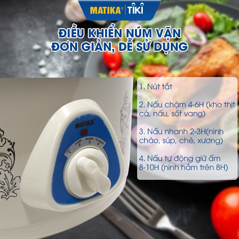 Nồi kho cá nấu cháo - Nồi nấu chậm Matika MTK-9125 - Hàng chính hãng