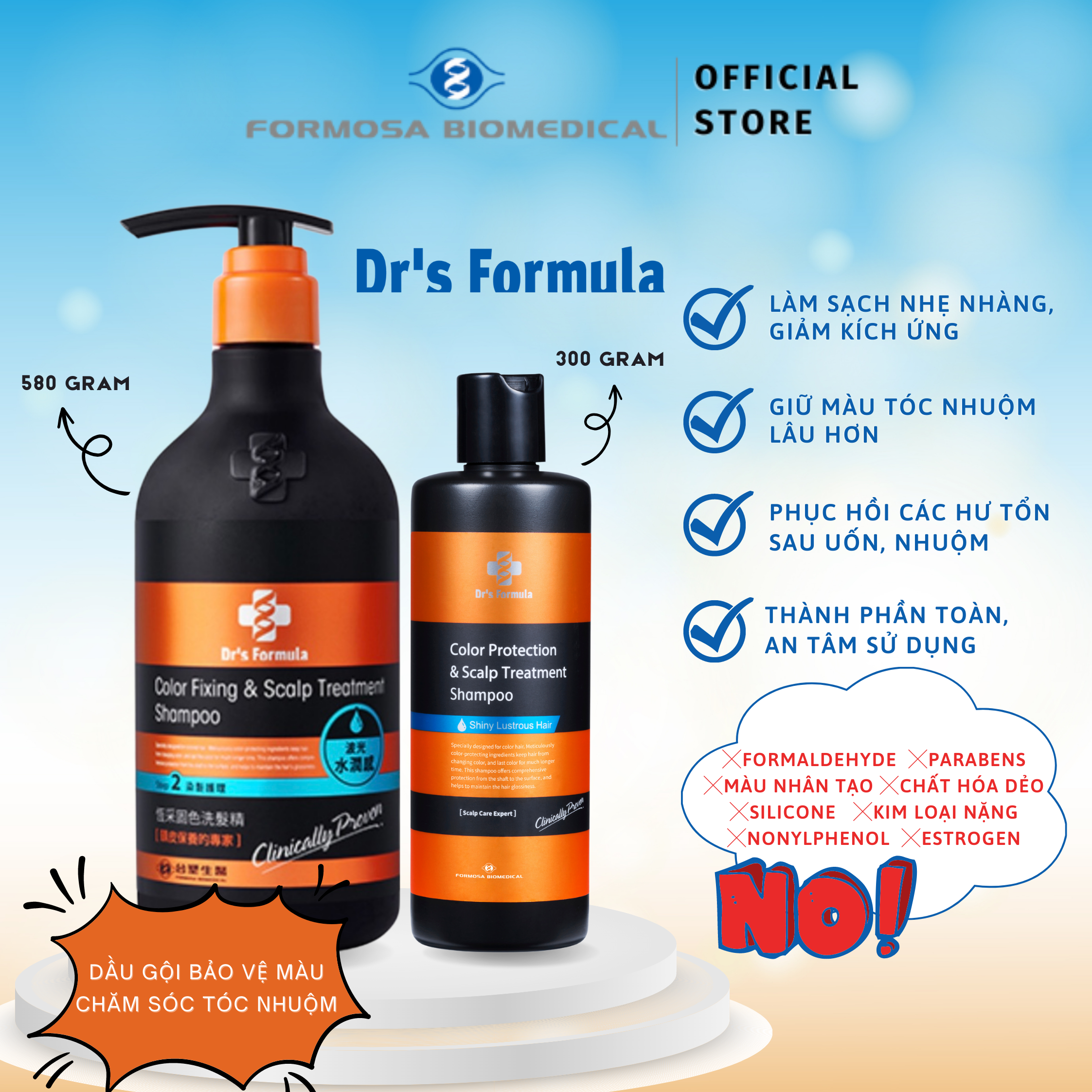 Dầu gội chăm sóc tóc nhuộm Dr's Formula Color Fixing &amp; Scalp Treatment Shampoo giữ màu tóc lâu, chống phai màu