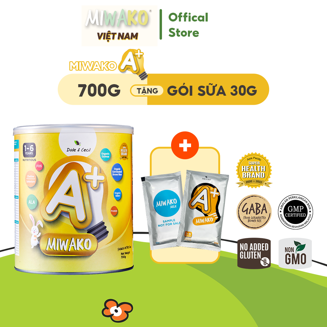 (Date 2025) Sữa Hữu Cơ Miwako A+ Hộp 700g Vị Vani Nhập Khẩu Malaysia, Sữa Hạt Organic Dinh Dưỡng Phát Triển Trí Não & Chiều Cao Cho Bé Từ 1-6 Tuổi Vị Ngọt Thanh Dễ Uống