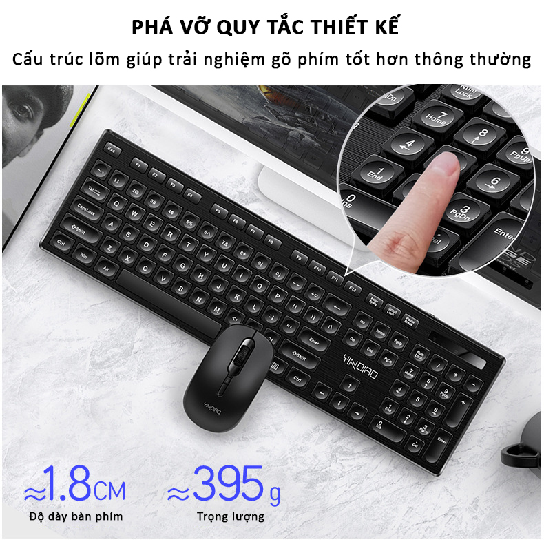 Bộ bàn phím chuột không dây mini wireless Sidotech V3Max chống nước, chống ồn, pin trâu, tốc độ gõ cao và ổn định combo chuột và bàn phím văn phòng không dây cho máy tính laptop, bàn phím văn phòng và chuột văn phòng giá rẻ - Hàng Chính Hãng