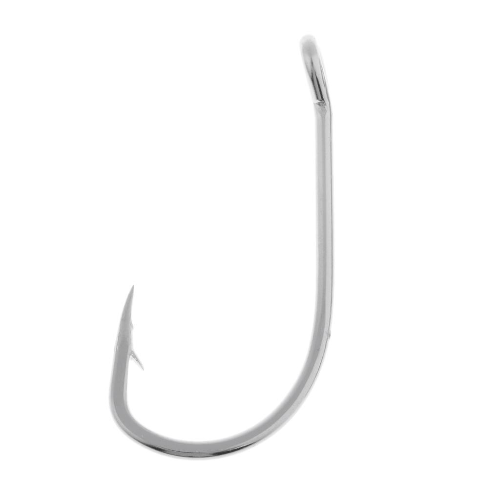 10pcs Stainless Steel Fishing Hooks Offset Hook Barbed Fishing Hooks