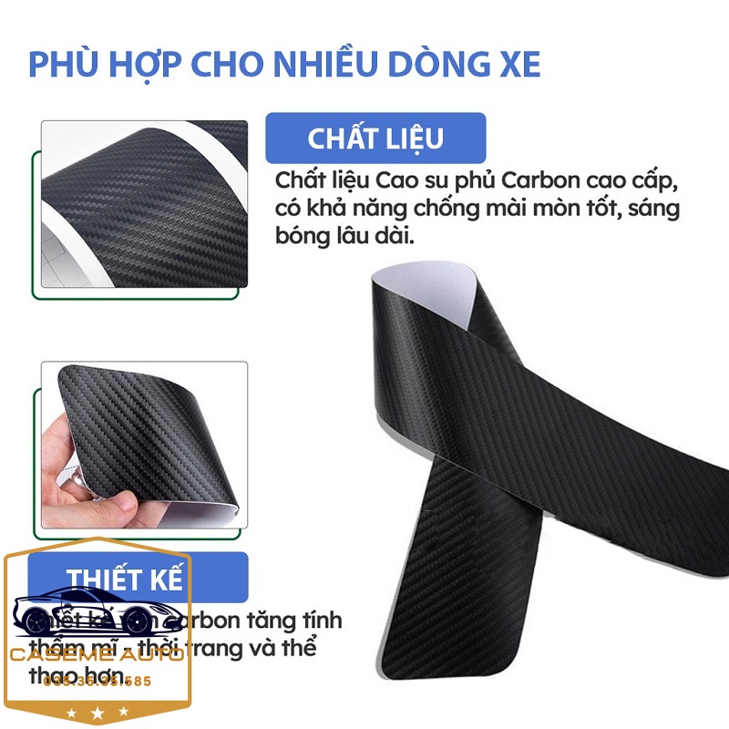 [SPORTS] Bộ 9 Miếng Dán Vân Carbon Chống Trầy Xước Bậc Cửa Ô Tô Dành Logo SPORTS - Hàng Chính Hãng