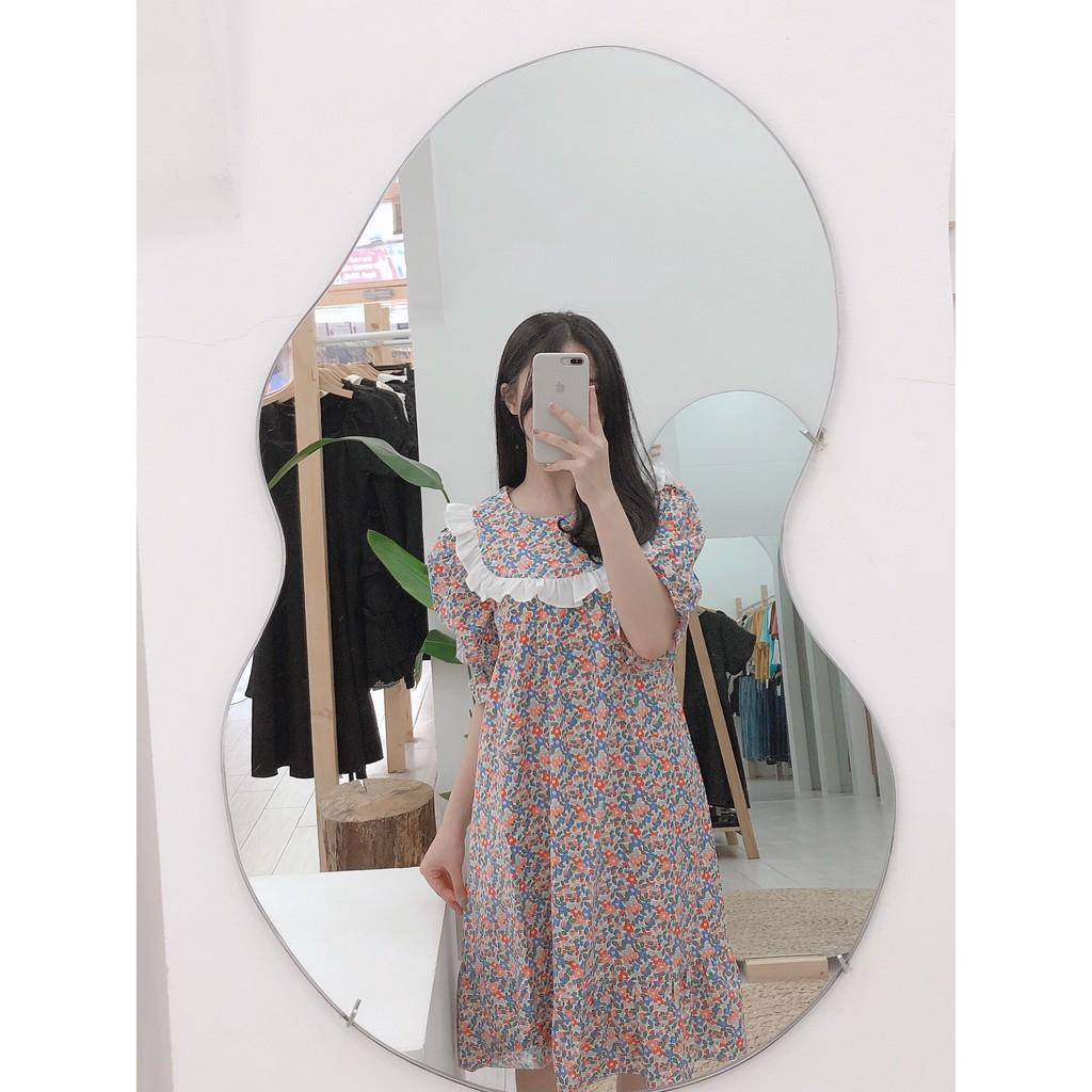ĐẦM BABYDOLL TAY LỠ PHỐI BÈO HỒNG TRẮNG-hình thật shop chụp