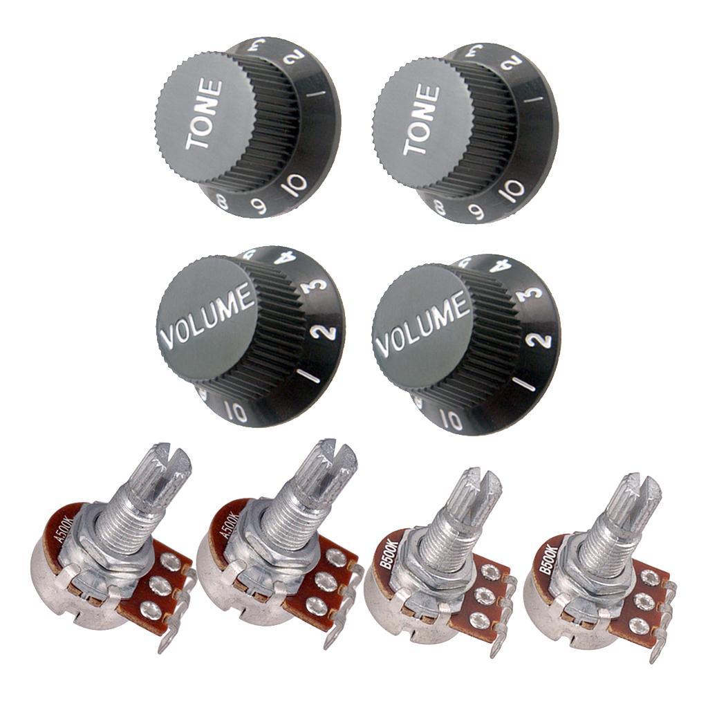 Guitar 500K 18MM Split Shaft Potentiometer Volume   Control Knob