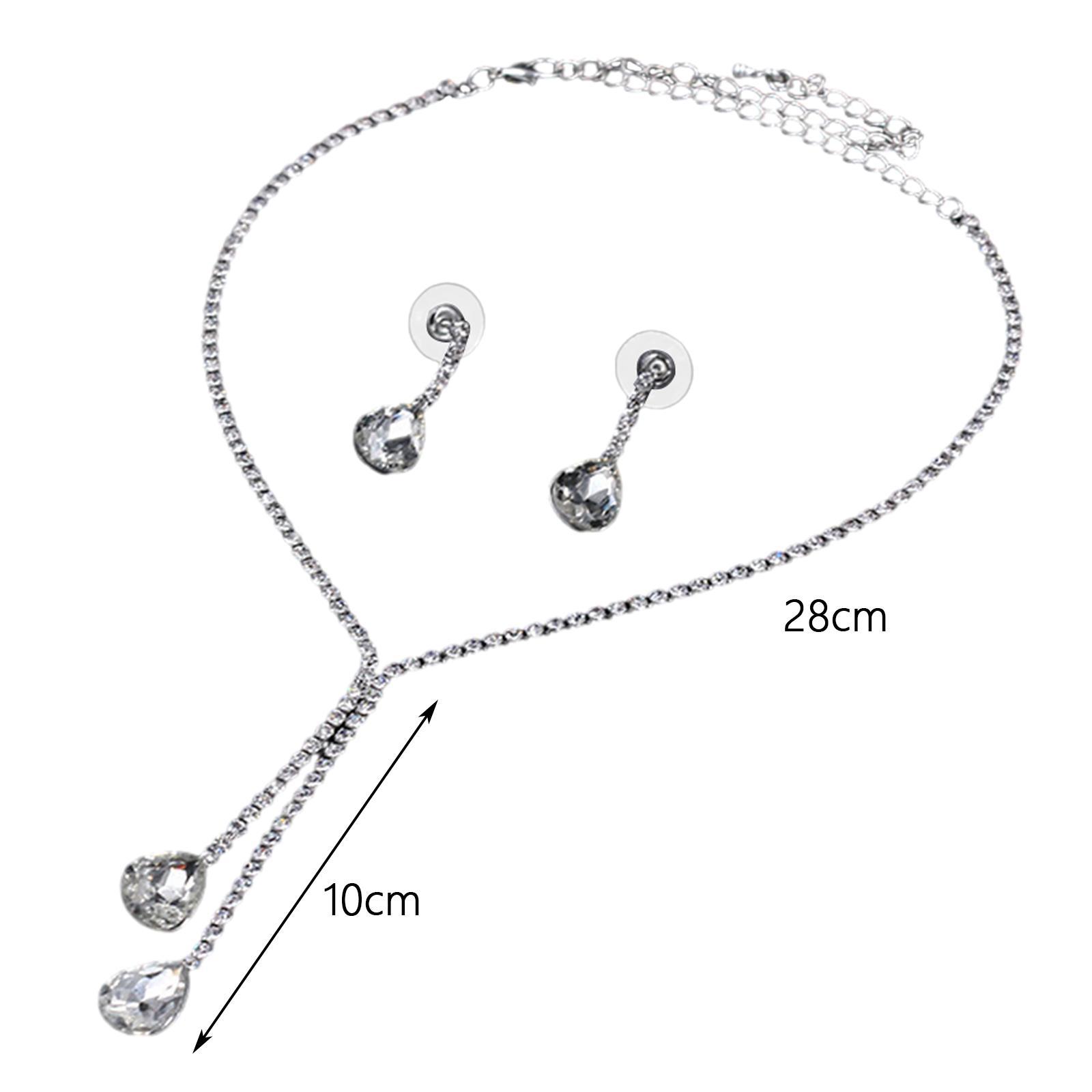 Wedding Jewelry Set, Teardrop Long Necklace Fashion Necklace Earrings Set Pendant Necklace for Prom ,Anniversary ,Engagement Bridesmaid Bridal
