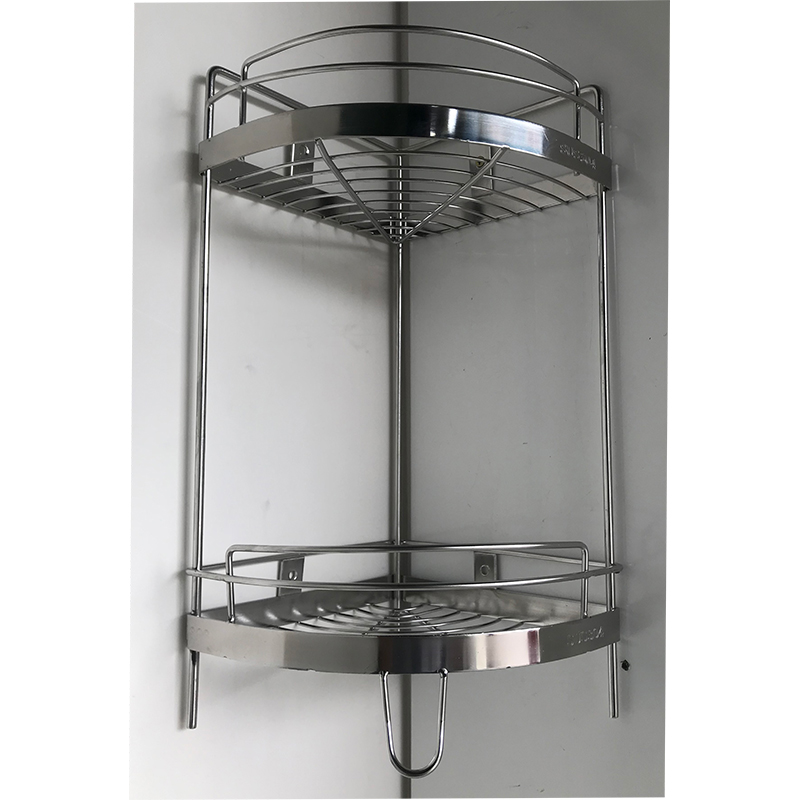 Kệ góc phòng tắm 2 tầng R20cm có chân đế - inox 304 không gỉ