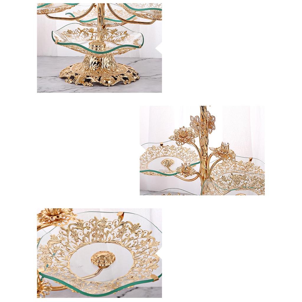 3-Tier Dessert Stand Fruit Plate Candy Cupcake Serving Tray Tempered Glass Trays for Wedding Birthday Party Home Holiday Countertop Decoration