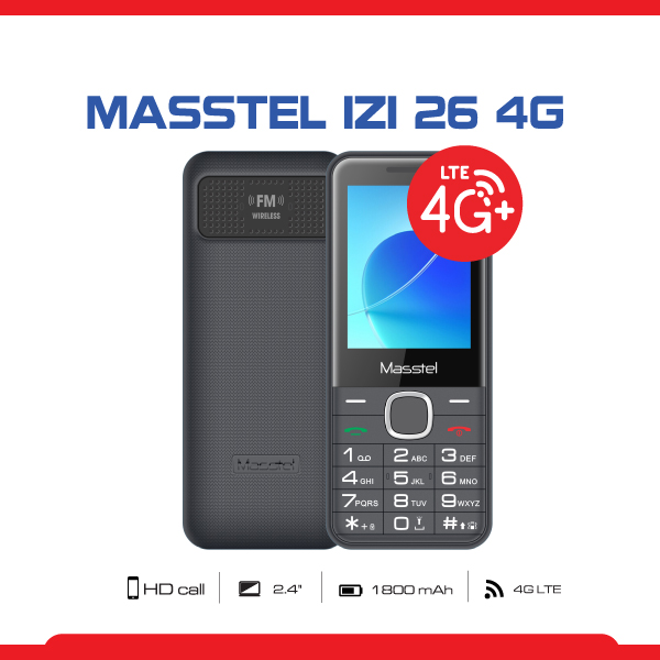 Masstel izi 26 4G - Chữ to - Loa to - Hàng Chính Hãng