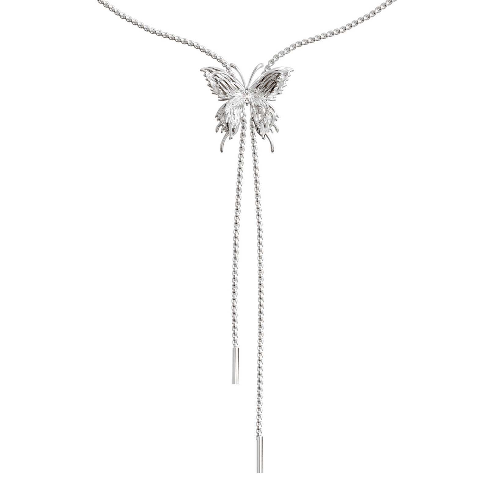 Butterfly Pendant Sweater Chain Individuality Irregular Hiphop Jewelry Fashion Elegant Sweater Necklace Butterfly Chain for Women Girls Gift