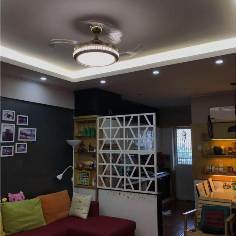 Đèn quạt trần COPAS kiểu dáng Bắc Âu hiện đại cánh cụp cánh xòe,quạt đèn cánh xếp, điều khiển từ xa .