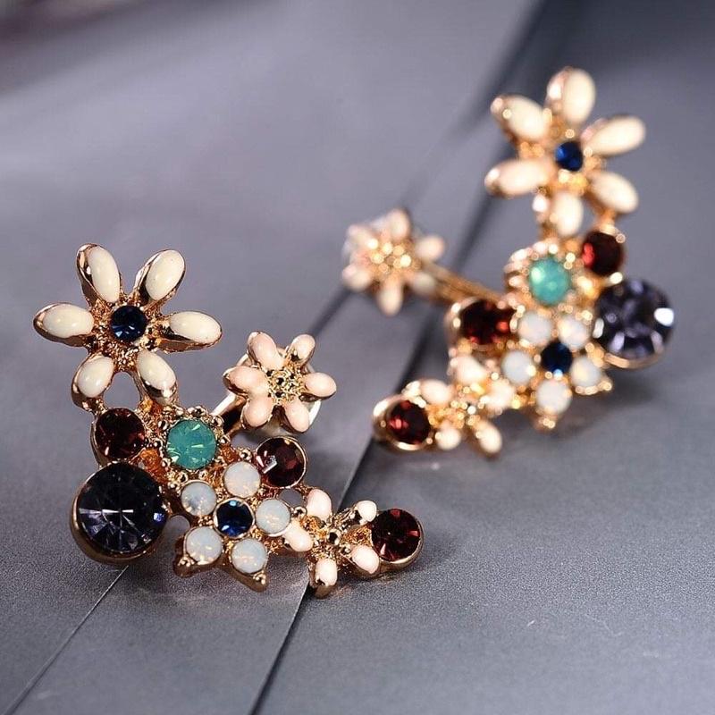 Bông tai hoa mix ngũ sắc độc lạ