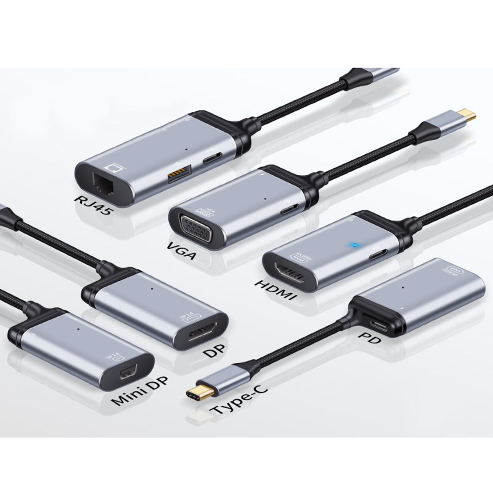 Portable 4 in 1 4K Cable USB 2.0 Type C to HDMI Adapter Mini Hub VGA DP for Pro HDMI to USB C Adapter