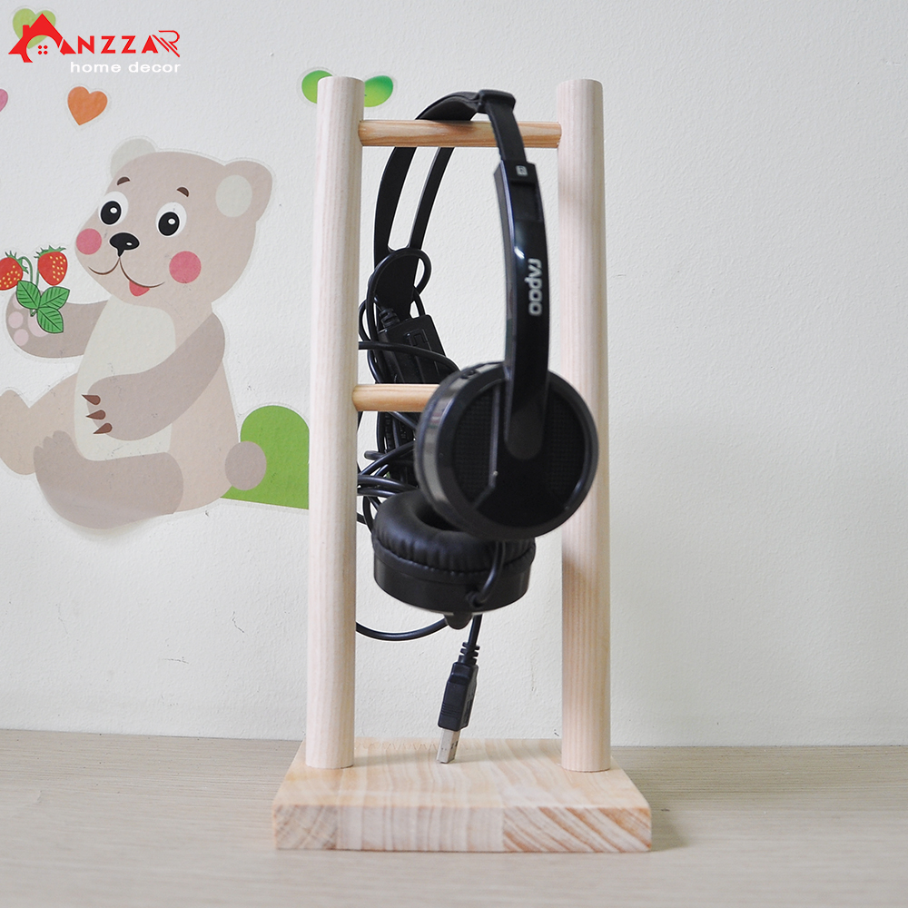 Giá treo tai nghe chụp tai, headphone chất liệu gỗ thông tự nhiên cao cấp Anzzar TN-02
