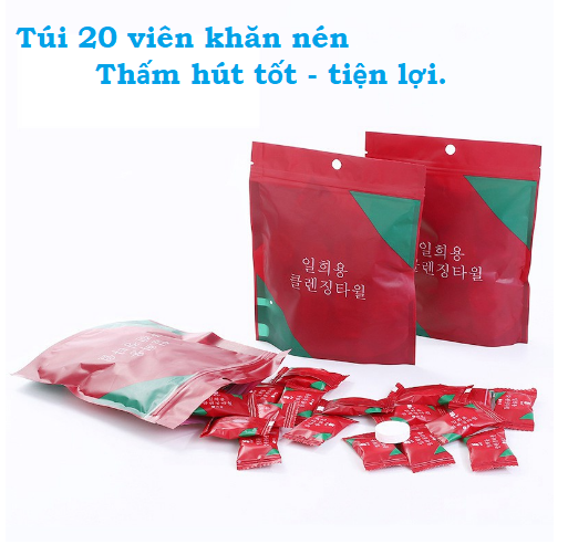 Khăn nén cotton Viên khăn nén cao cấp,Túi 20 Khăn Giấy Nén Hàn Quốc Dạng Viên Kẹo Dùng 1 Lần Tiện ích