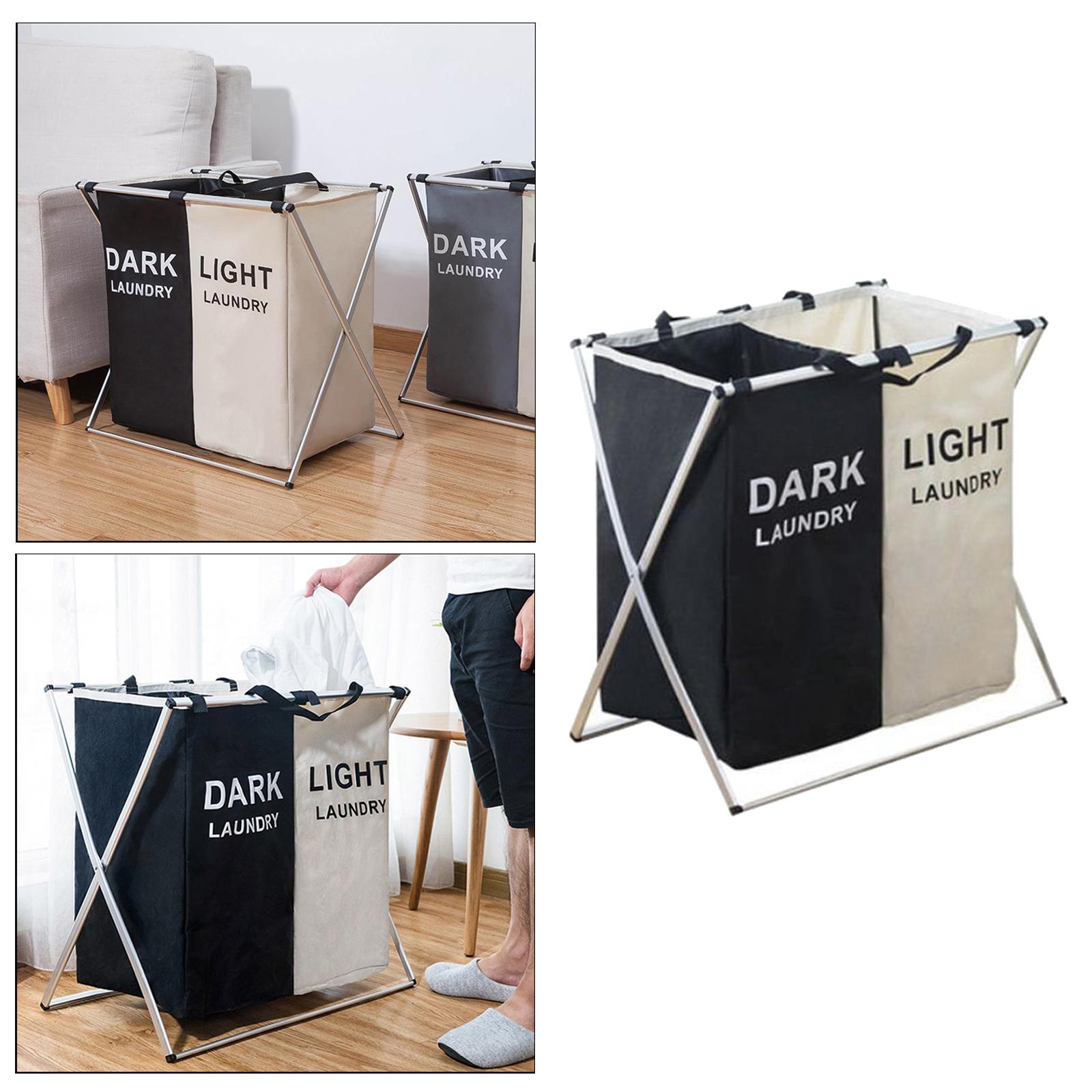 Laundry Cloth Hamper Sorter Basket Bin with Aluminum Frame Washing Storage