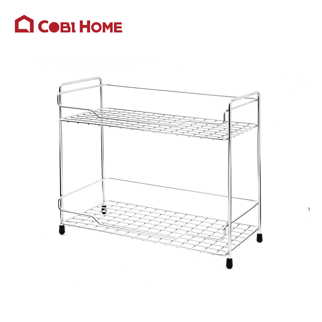 Kệ để gia vị 2 tầng bằng inox, kệ inox nhà bếp