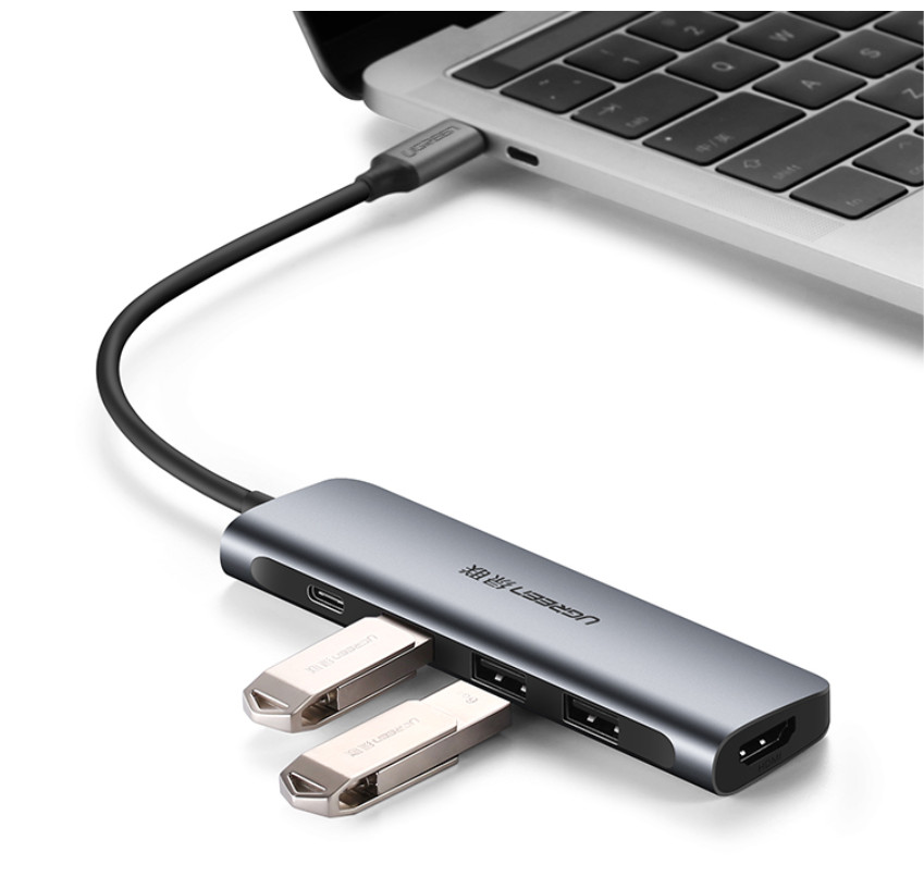 Bộ chuyển đổi USB type C sang HDMI + Hub USB 3.0 (3 cổng) chính hãng UGREEN CM136 50209 - Hàng nhập khẩu