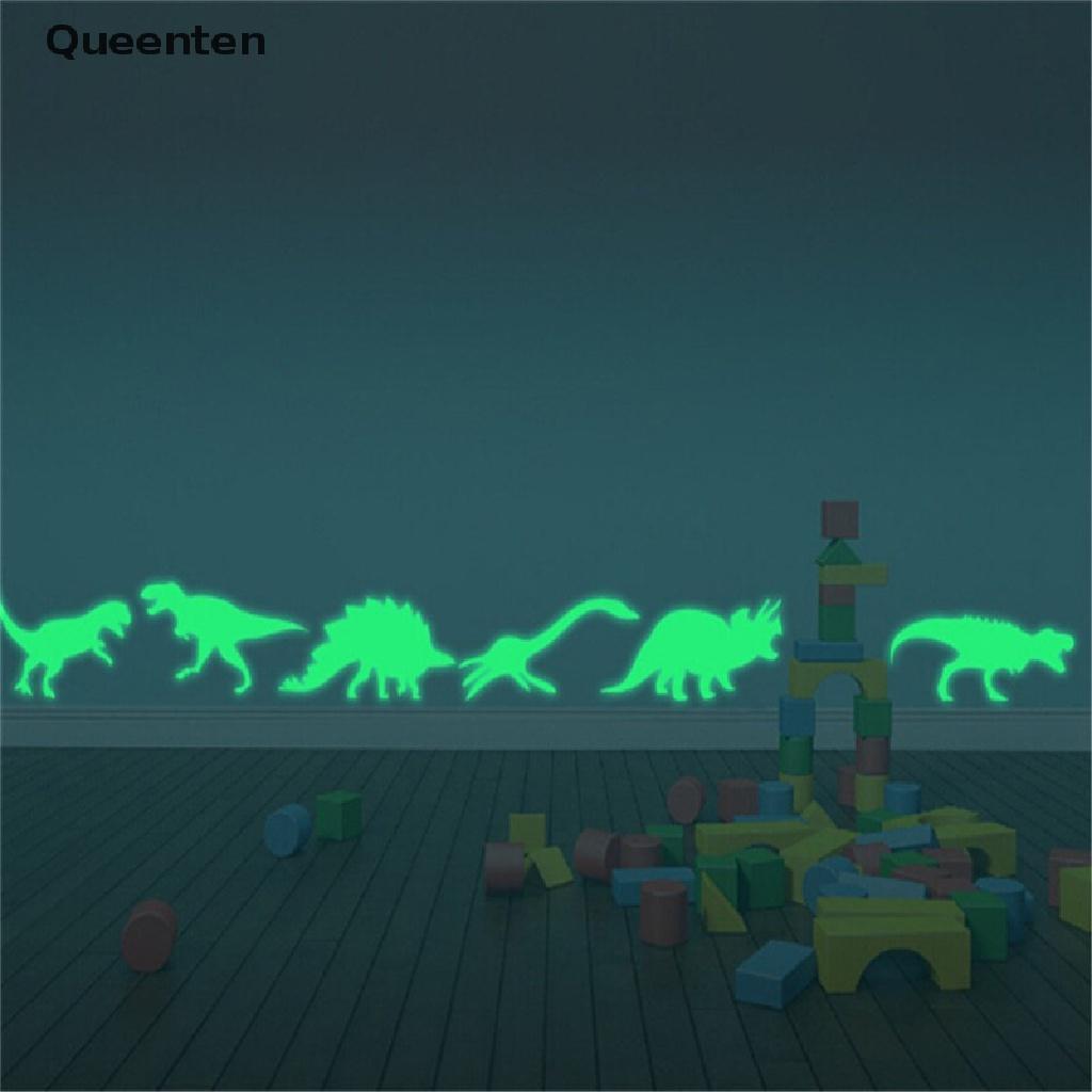 Queenten 9Pcs/set Glow in the Dark Luminous Dinosaurs Stickers Kids Room Wall Art Decoration QT