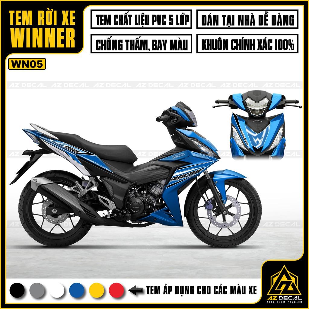 Tem Rời Dán Xe Máy Winner V1 / 150 Racing 150 | WN05 | Decal Chế Xe Chất Liệu PVC Cao Cấp - Xanh Trắng