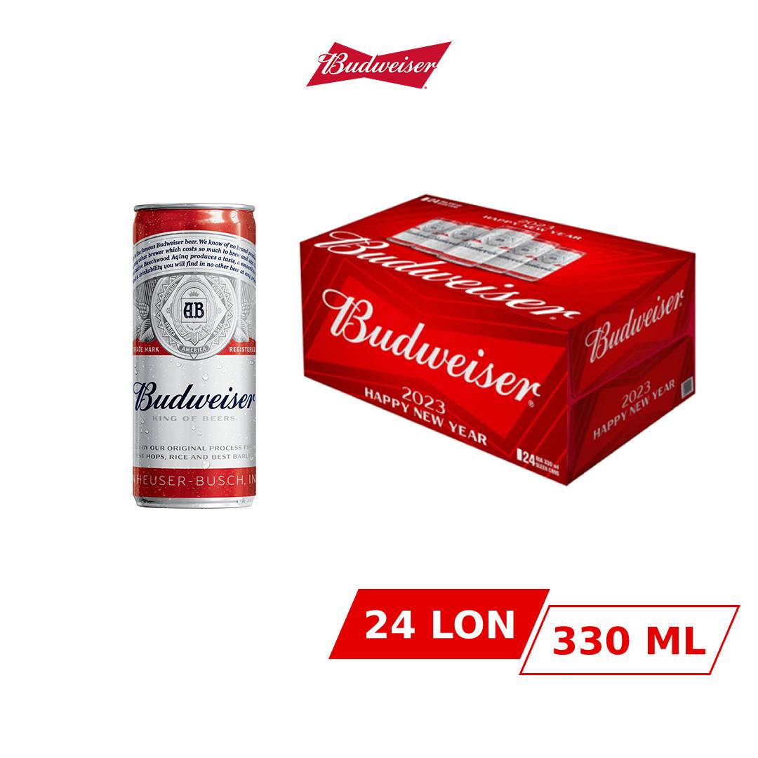 [Bản Tết 2023] Thùng 24 Lon Bia Budweiser Tết (330ml/ lon)