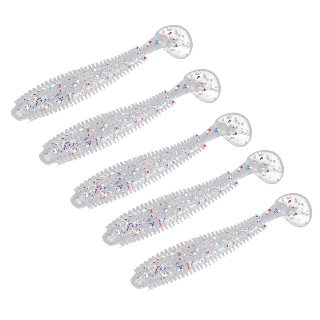 5 Pieces PVC Fishing Lure Bait Artificial Bait Tackle with T-tail