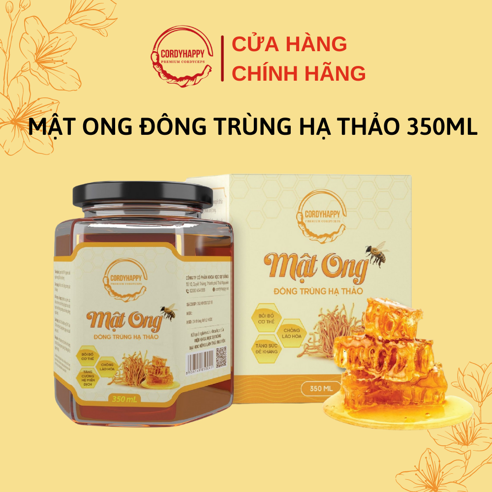 Mật Ong Ngâm Đông Trùng Hạ Thảo Thượng Hạng CORDYHAPPY PREMIUM CORDYCEPS 350mL