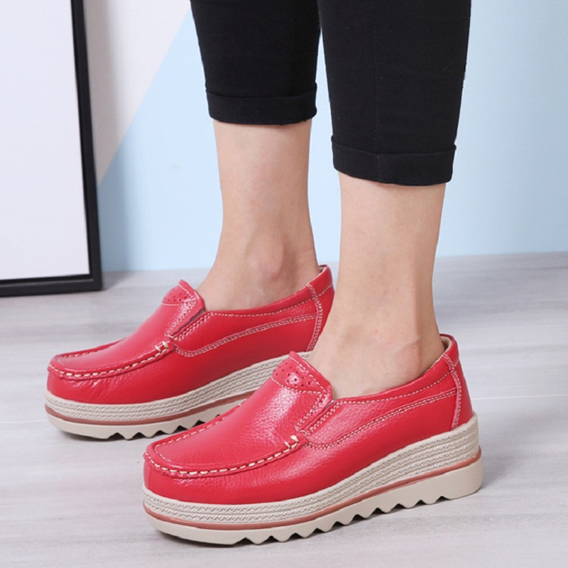 Women's Heighten Casual Shoes PU leather Soft-soled platform shoes