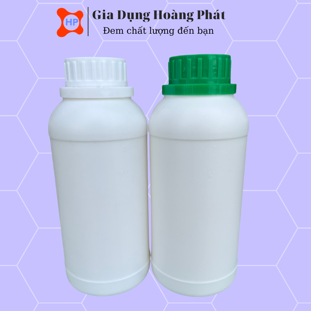 Chai Nhựa HDPE (250ml - 500ml - 1000ml) - Nắp Trắng / Xanh Màu Ngẫu Nhiên + Seal Chống Tràn Khò Nhiệt