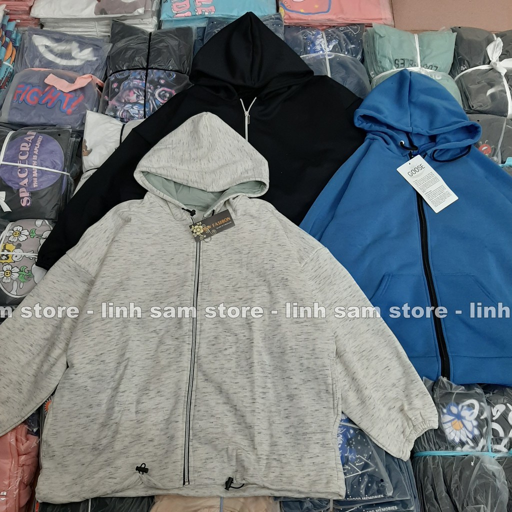 Áo khoác nỉ có mũ - ÁO HOODIE KHÓA KÉO DÂY RÚT freesize form rộng nam nữ unisex mặc cặp - couple TRƠN