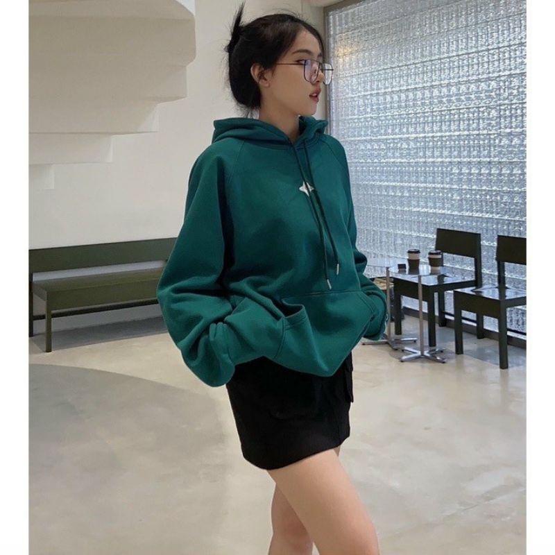 Áo Hoodie xanh lá hottrend form rộng in chữ 3D_mẫu áo khoác nỉ 2 lớp chùm đầu nón to unisex nam nữ thời trang thu đông