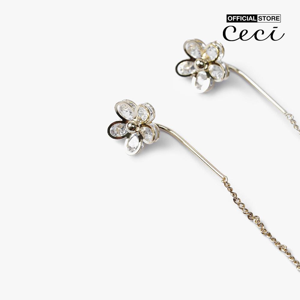 CECI - Khuyên tai nữ xỏ lỗ dáng thả dài thiết kế cánh hoa sang trọng CC1-02000173