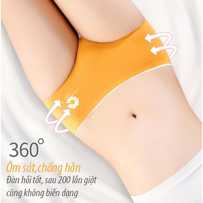 Quần Lót Cotton Kháng Khuẩn Không Đường May Hoa Cúc