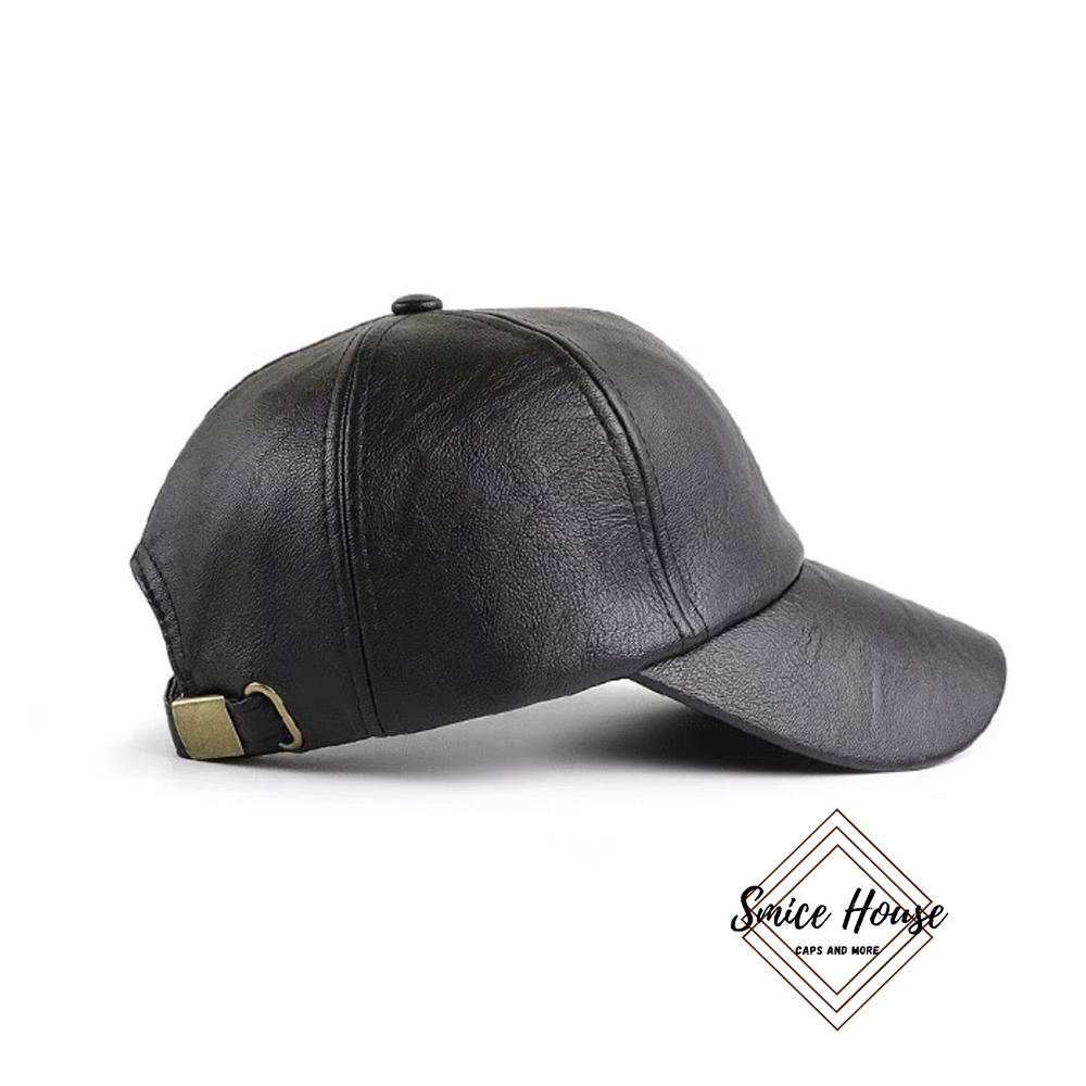 Nón lưỡi trai nam thu đông mũ da retro thời trang cao cấp logo dập nổi dành cho người trung niên có lót nhung/ mũ lưỡi trai chống nắng hợp thời trang kèm hộp đựng - Smice House