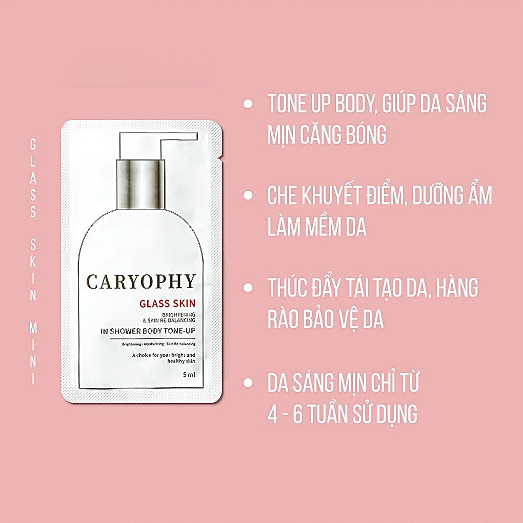 Kem Dưỡng Ẩm Trắng Da 3 in 1 Glass skin in Shower Body Tone up Caryophy 5ml