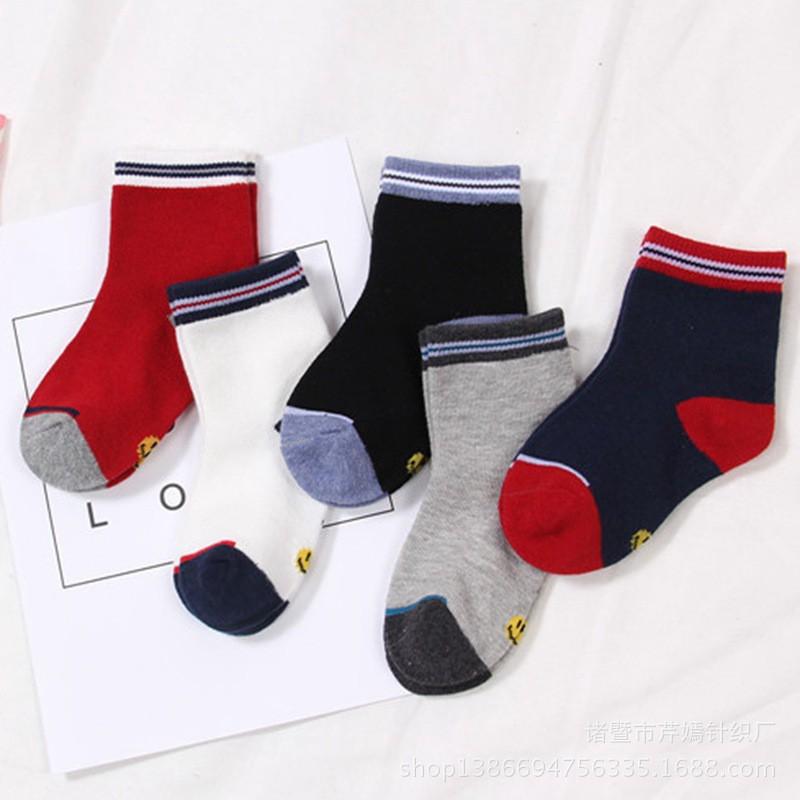 Set 05 đôi tất viền ngang cổ cao trẻ em