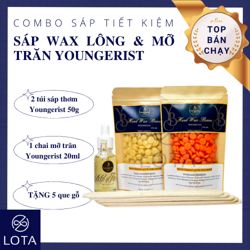 COMBO SÁP WAX LÔNG &amp; MỠ TRĂN YOUNGERIST hard wax beans keo tẩy triệt lông sáp waxing tại nhà hạt đậu tẩy lông sáp wax lông nách bikini tay chân,triệt lông toàn thân 2S08-1M999