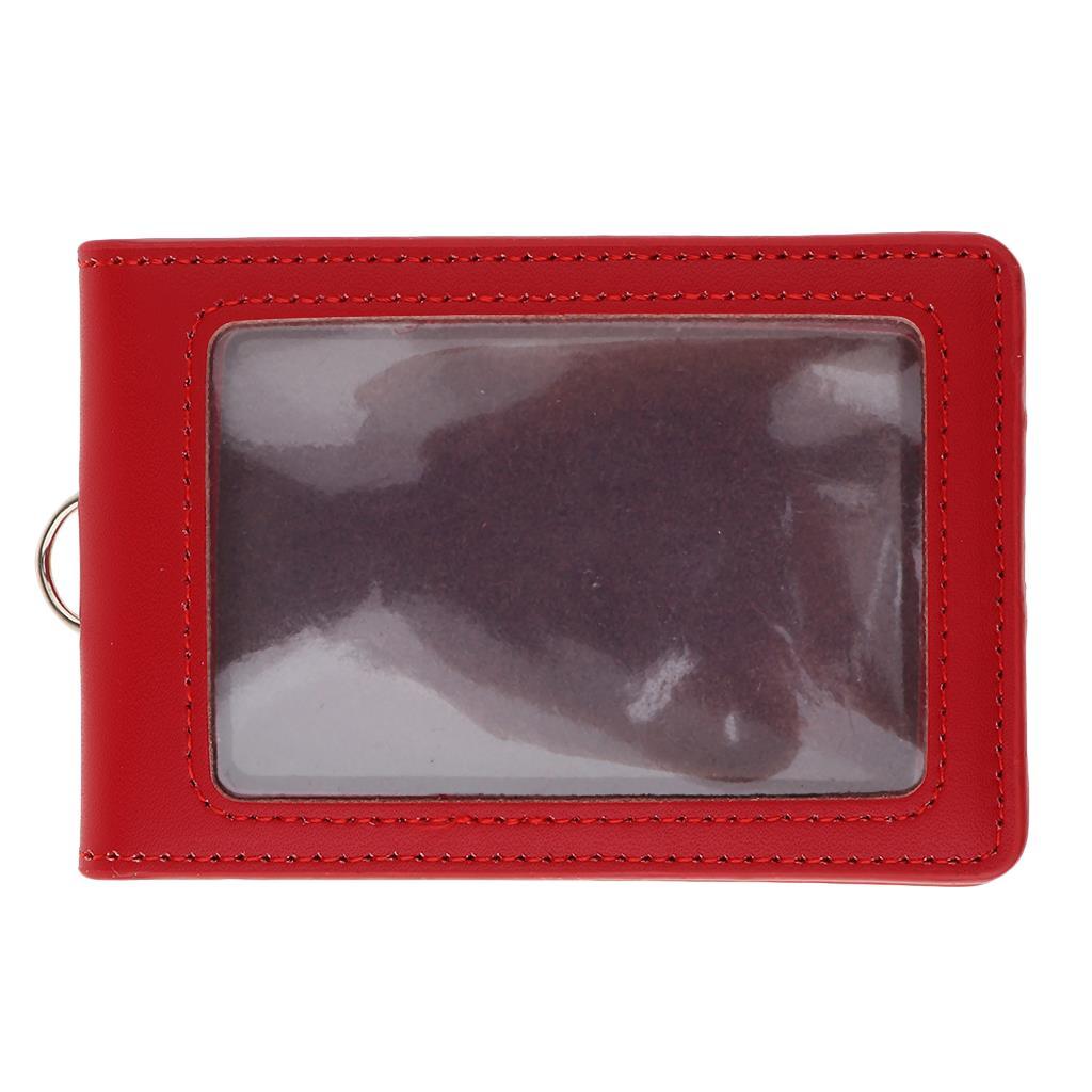 2pcs PU Leather Double Cards Vertical Style ID Badge Holders