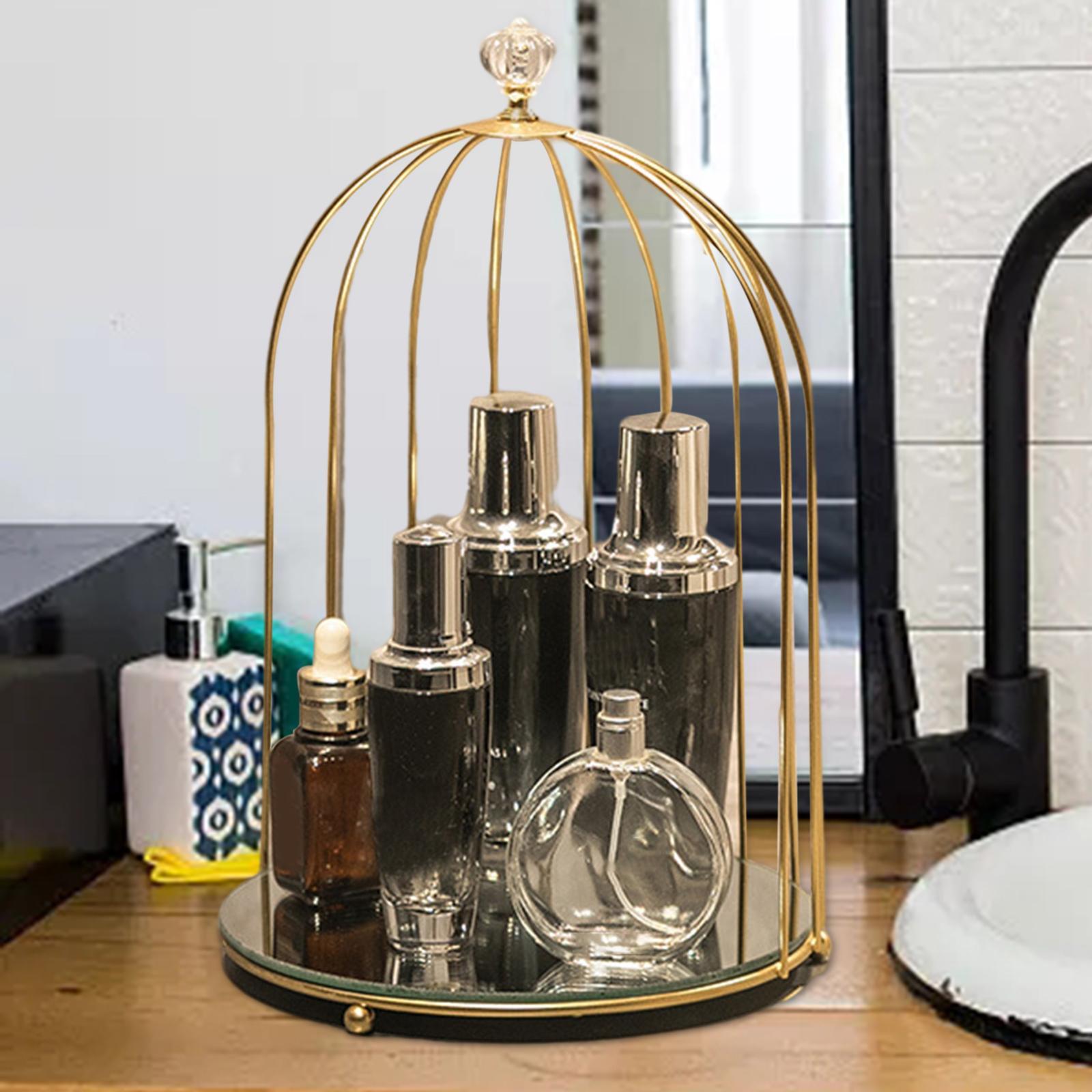 Bird Cage Makeup Organizer Bathroom Storage Rack Counter Vanity Tray Shelf