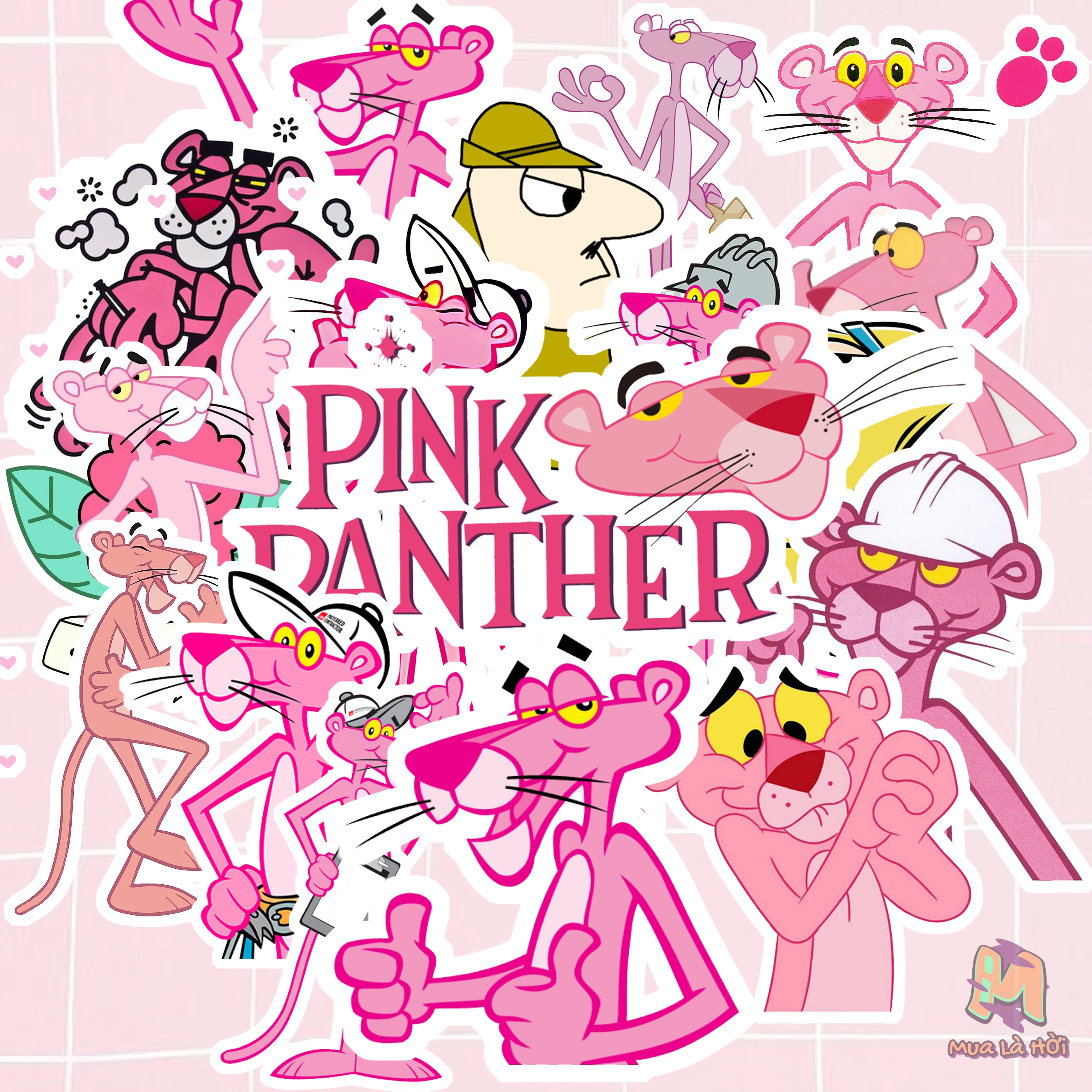 Miếng dán Stickers chủ đề Điệp vụ Báo Hồng (Pink Panther)