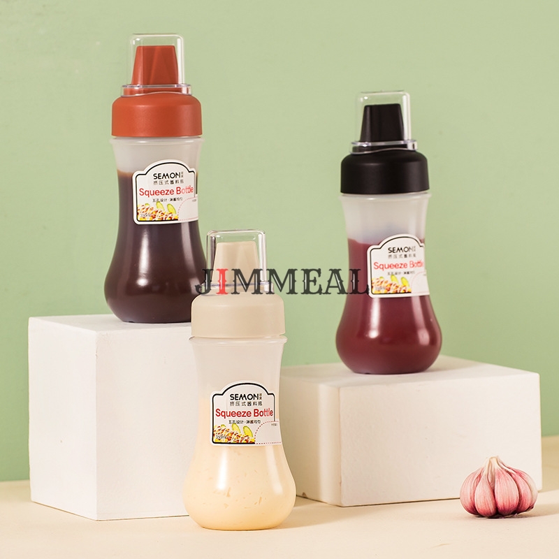 Bình, Chai, Lọ Đựng Tương Ớt, Tương Cà, Sốt Mayonnaise, Dầu Ăn Tạo Hình Nhựa PP Chịu Nhiệt, Chia Vạch 350ml Kiểu Bóp Xịt