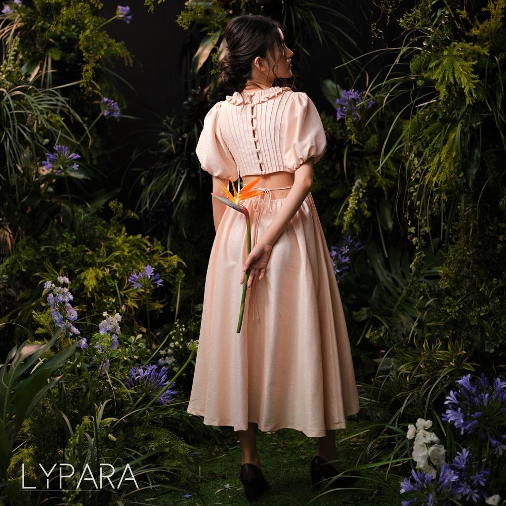 Đầm Cổ Tròn Khoét Eo Lypara Vải Tơ Tằm Cao Cấp | Maika Dress